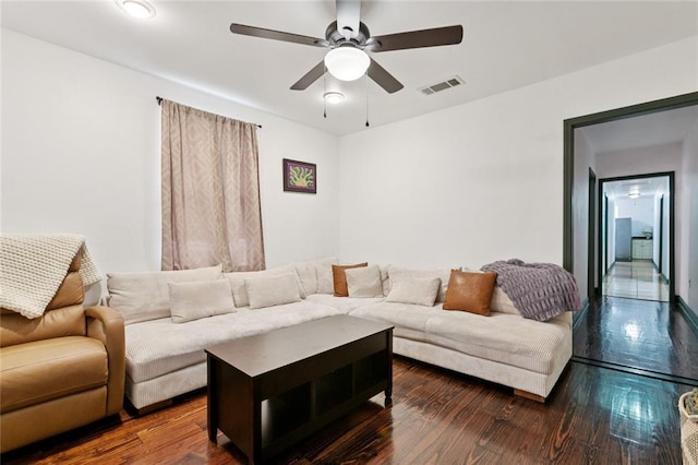 2517 Myrtle St, New Orleans, LA 70122 - living area with a ceiling fan and wood finished floors