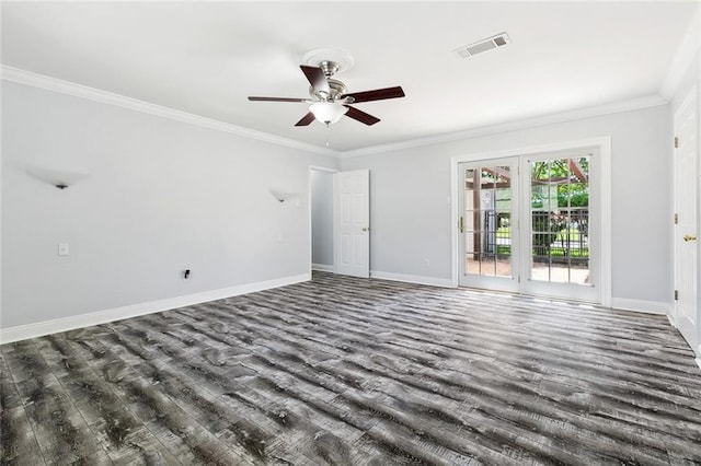 4400 Cleveland Pl, Metairie, LA 70003 - empty room with dark wood-style floors, crown molding, and ceiling fan