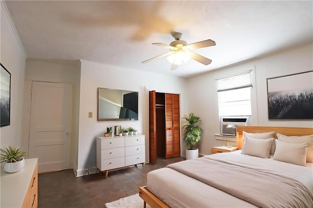30507 Labarre Dr, Metairie, LA 70001 - bedroom featuring a ceiling fan, a closet, and cooling unit