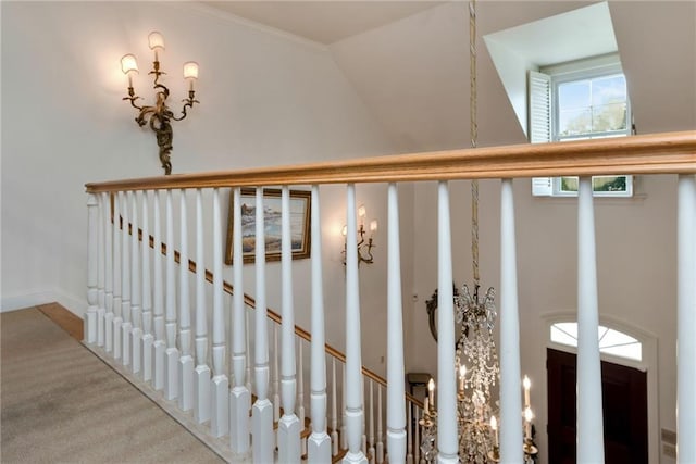 15 Muirfield Pl, New Orleans, LA 70131 - staircase featuring carpet flooring and lofted ceiling
