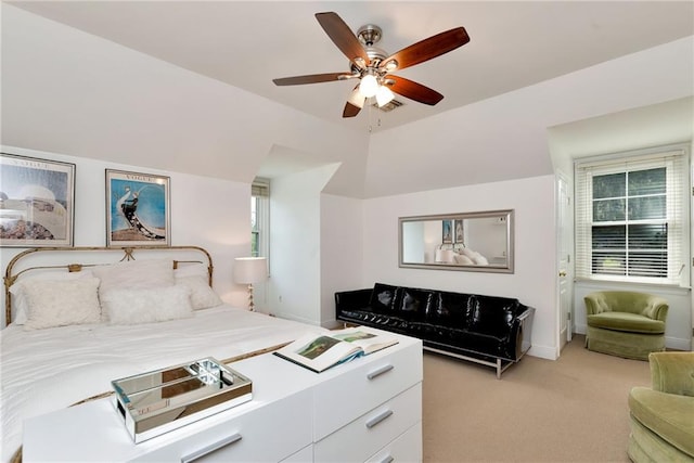 15 Muirfield Pl, New Orleans, LA 70131 - bedroom with light carpet, vaulted ceiling, and a ceiling fan
