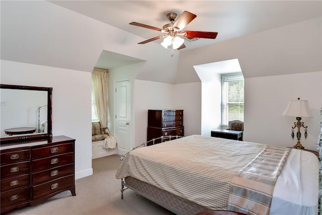 15 Muirfield Pl, New Orleans, LA 70131 - bedroom featuring light carpet, lofted ceiling, and ceiling fan