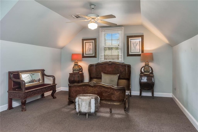 15 Muirfield Pl, New Orleans, LA 70131 - living area featuring ceiling fan, vaulted ceiling, and carpet