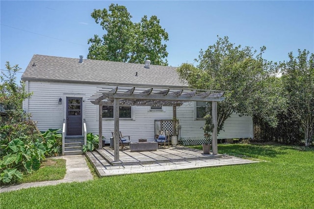 4717 Orleans Blvd, Jefferson, LA 70121 - back of property featuring a pergola, a yard, a patio, and a shingled roof