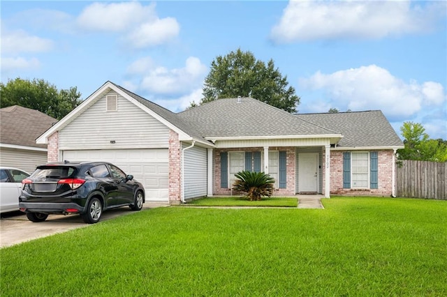 1702 Barrymore St, Slidell, LA 70461 - ranch-style house featuring a garage, brick siding, a shingled roof, and concrete driveway