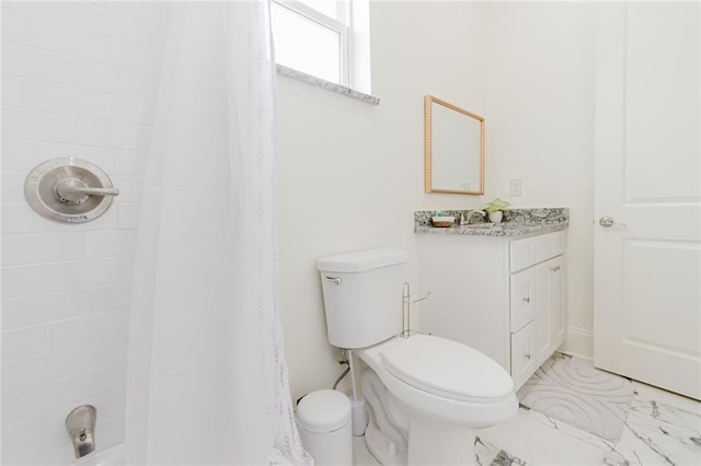 8532 Regiment Dr, Chalmette, LA 70043 - bathroom with marble finish flooring, vanity, and curtained shower
