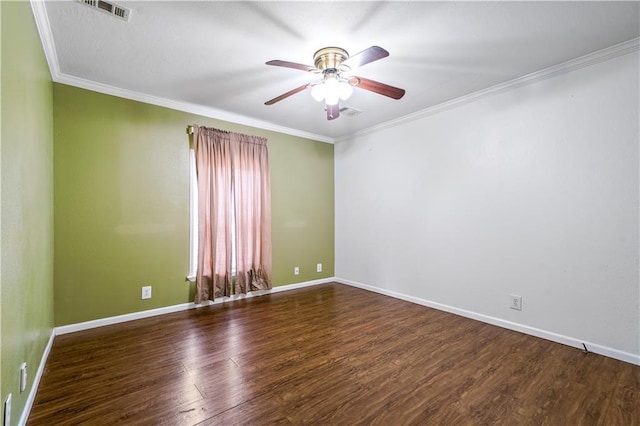 4850 Pauline Dr, New Orleans, LA 70126 - unfurnished room with ceiling fan, wood finished floors, and ornamental molding