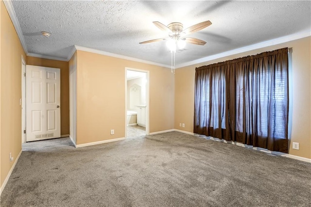 4850 Pauline Dr, New Orleans, LA 70126 - carpeted spare room featuring ceiling fan, a textured ceiling, ornamental molding, and a smoke detector