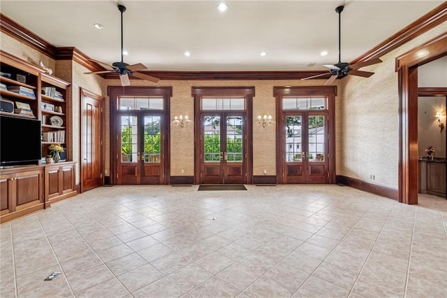52 Tokalon Pl, Metairie, LA 70001 - foyer with a ceiling fan, ornamental molding, healthy amount of natural light, recessed lighting, and light tile patterned flooring