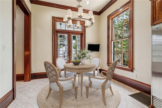 52 Tokalon Pl, Metairie, LA 70001 - dining room with crown molding, light tile patterned floors, and healthy amount of natural light