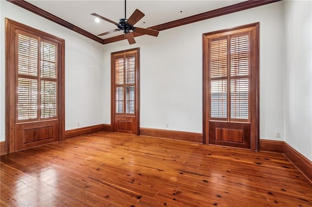 52 Tokalon Pl, Metairie, LA 70001 - empty room featuring ornamental molding, hardwood / wood-style floors, and ceiling fan