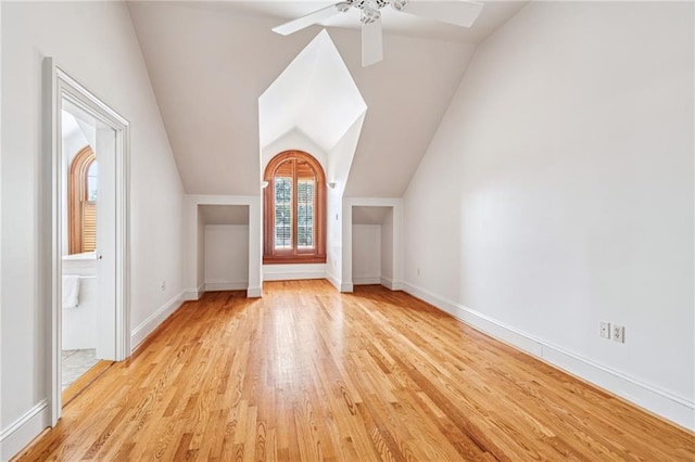 52 Tokalon Pl, Metairie, LA 70001 - additional living space with light wood finished floors, ceiling fan, and vaulted ceiling