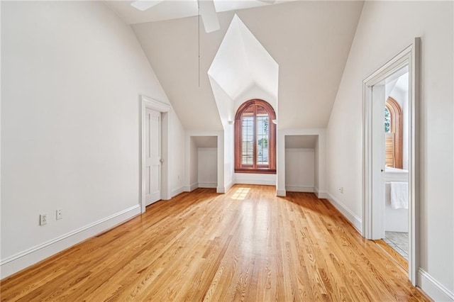 52 Tokalon Pl, Metairie, LA 70001 - additional living space featuring light wood-style floors, ceiling fan, and vaulted ceiling