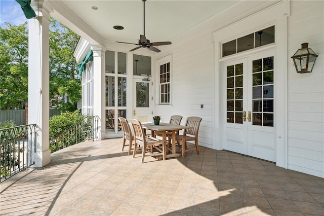 52 Tokalon Pl, Metairie, LA 70001 - view of patio / terrace with french doors, outdoor dining area, and ceiling fan