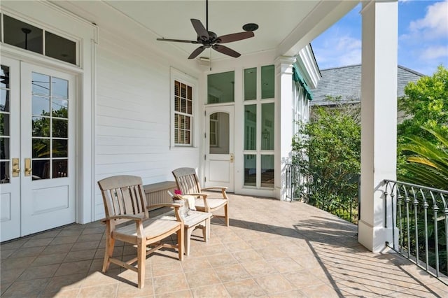 52 Tokalon Pl, Metairie, LA 70001 - view of patio / terrace with french doors and ceiling fan