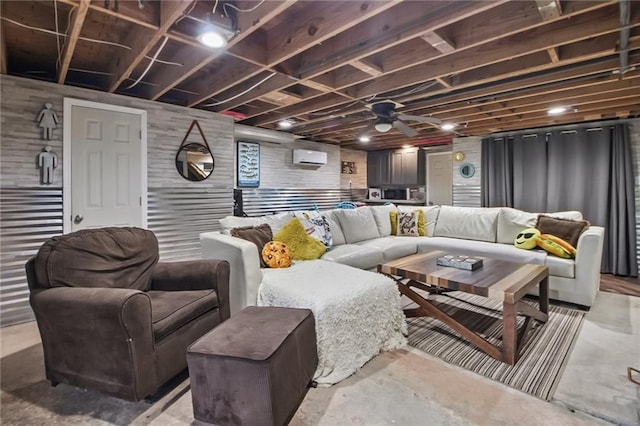 4969 Tasha Ln, Jean Lafitte, LA 70067 - home theater featuring concrete flooring and a wall unit AC