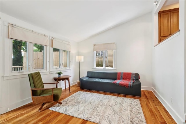 1419 Pine St, New Orleans, LA 70118 - sitting room with vaulted ceiling, healthy amount of natural light, and light wood-style floors