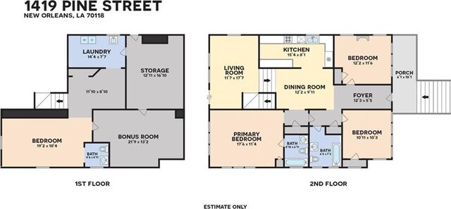 1419 Pine St, New Orleans, LA 70118 - view of property floor plan