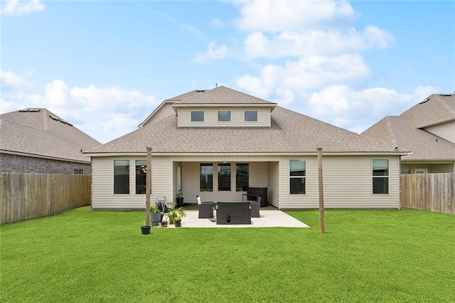 6031 Belfast Bend Ct, Slidell, LA 70461 - back of house with a fenced backyard, a shingled roof, and a patio