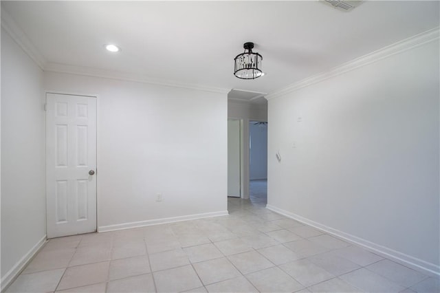 8013 Simon St, Metairie, LA 70003 - empty room featuring ornamental molding, light tile patterned floors, and recessed lighting