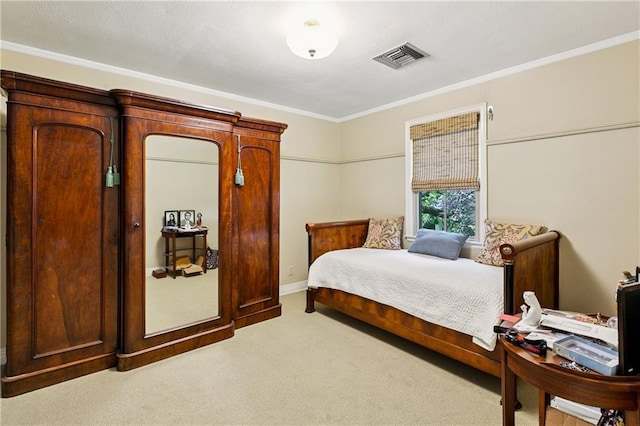 42 Crane St, New Orleans, LA 70124 - bedroom featuring light colored carpet and ornamental molding