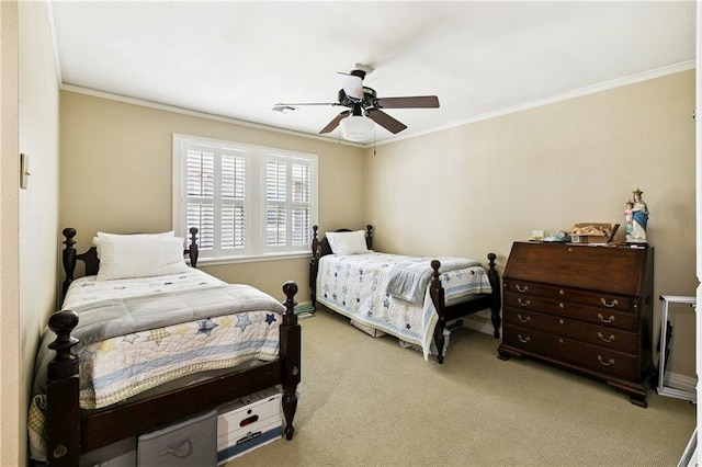 42 Crane St, New Orleans, LA 70124 - bedroom featuring ornamental molding, carpet floors, and a ceiling fan