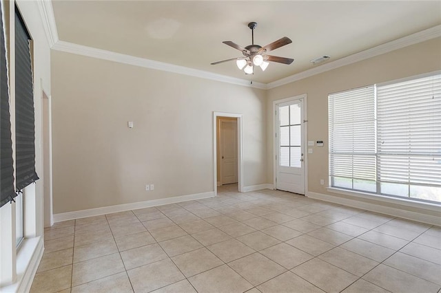 739 Chevreuil St, Mandeville, LA 70448 - unfurnished room with crown molding, a ceiling fan, and light tile patterned floors
