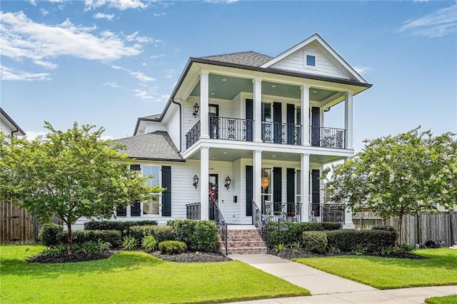 6818 Louisville St, New Orleans, LA 70124 - view of front of house with a balcony, a porch, and roof with shingles