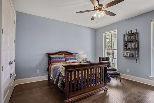 6818 Louisville St, New Orleans, LA 70124 - bedroom with wood finished floors and ceiling fan