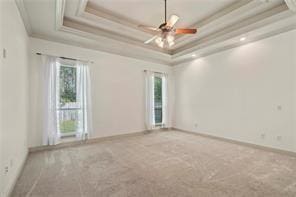 117 Grande Maison Blvd, Mandeville, LA 70471 - spare room with a raised ceiling, healthy amount of natural light, carpet, ornamental molding, and ceiling fan