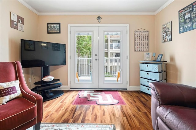 3805 Houma Blvd Unit C210, Metairie, LA 70006 - doorway to outside featuring french doors, wood finished floors, and ornamental molding