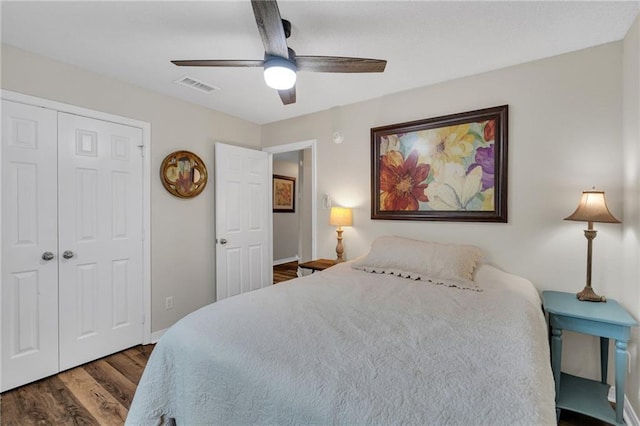 497 Jj Ln, Covington, LA 70433 - bedroom with wood finished floors, a closet, and ceiling fan