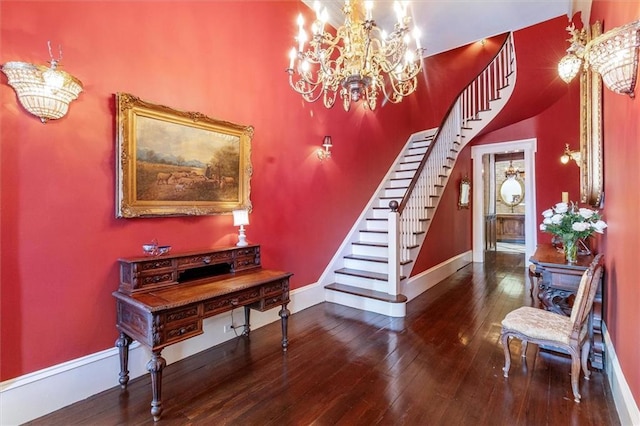 521 Dauphine St, New Orleans, LA 70112 - foyer featuring stairs, a chandelier, and wood-type flooring