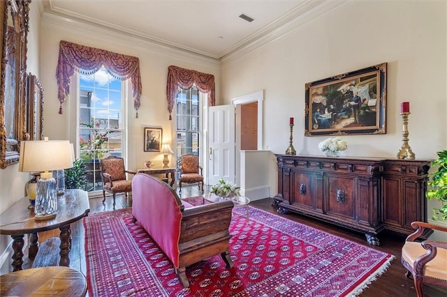 521 Dauphine St, New Orleans, LA 70112 - living room featuring wood finished floors and ornamental molding
