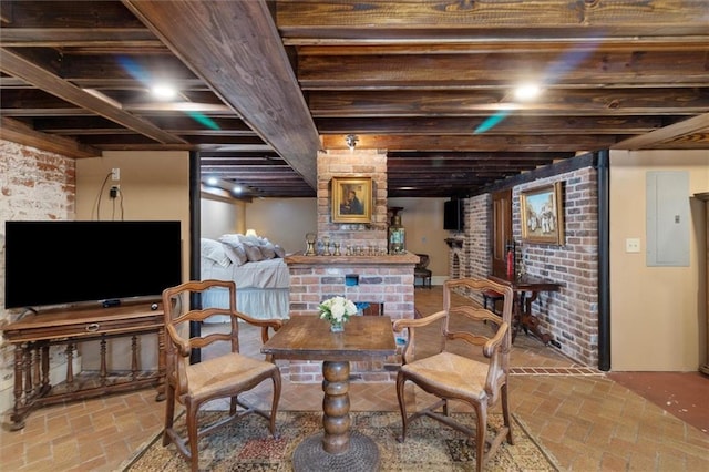 521 Dauphine St, New Orleans, LA 70112 - interior space with brick floors and electric panel