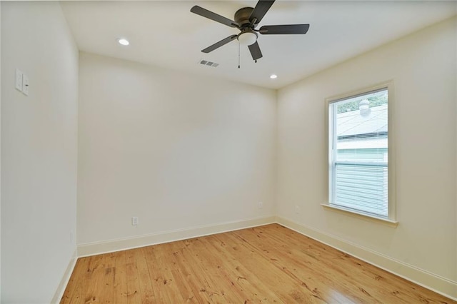 6032 Wingate Dr, New Orleans, LA 70122 - spare room featuring light wood-type flooring, ceiling fan, and recessed lighting