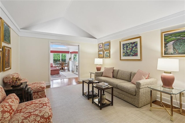 2310 Metairie Ct, Metairie, LA 70001 - living room featuring lofted ceiling and light wood-type flooring