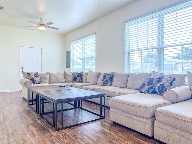451 Sala Ave, Westwego, LA 70094 - living area featuring wood finished floors and ceiling fan