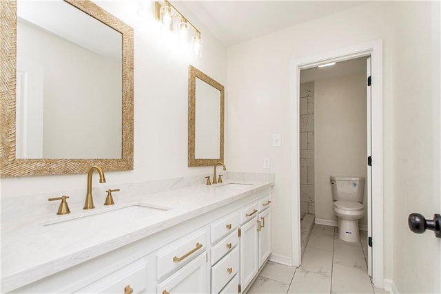 106 Woodlawn Ln, Mandeville, LA 70471 - bathroom featuring marble finish flooring and double vanity
