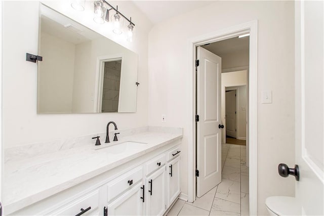 106 Woodlawn Ln, Mandeville, LA 70471 - bathroom with marble look tiles and vanity