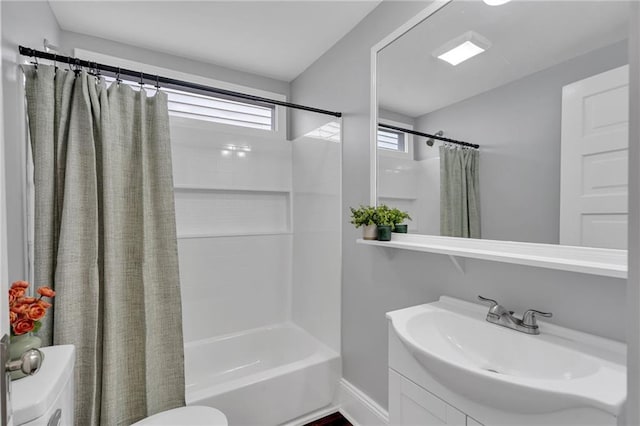 2625 Ursulines Ave, New Orleans, LA 70119 - full bathroom with plenty of natural light, shower / bath combination with curtain, and vanity