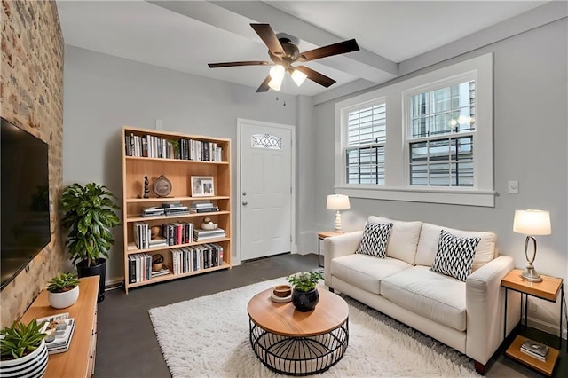 2625 Ursulines Ave, New Orleans, LA 70119 - living area with a ceiling fan and baseboards