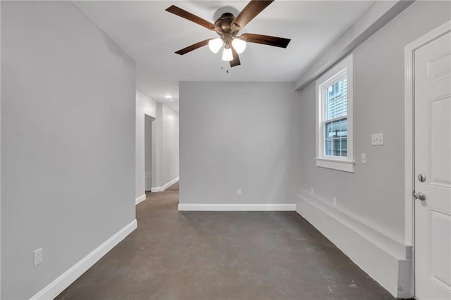 2625 Ursulines Ave, New Orleans, LA 70119 - unfurnished room with finished concrete floors, a ceiling fan, and recessed lighting