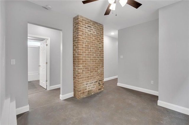 2625 Ursulines Ave, New Orleans, LA 70119 - spare room featuring a ceiling fan, finished concrete flooring, recessed lighting, and a smoke detector