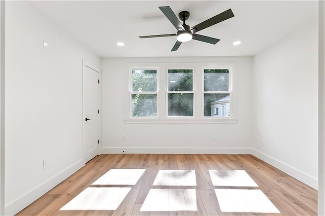 566 Gelpi Ave, Jefferson, LA 70121 - unfurnished room with light wood-style flooring, a ceiling fan, and recessed lighting