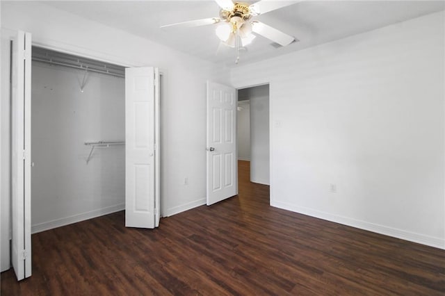 345 Sugarpine Dr, Gretna, LA 70056 - unfurnished bedroom with wood finished floors, a closet, and ceiling fan