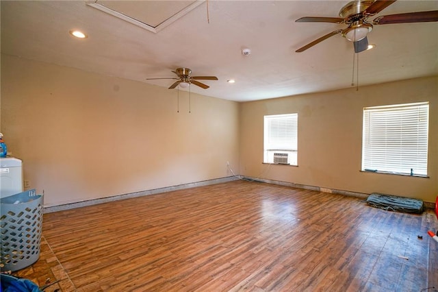 808 N Pearl St, Slidell, LA 70461 - unfurnished room with wood finished floors, a ceiling fan, recessed lighting, cooling unit, and a smoke detector