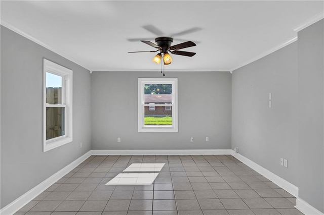 2412 Green Acres Rd, Metairie, LA 70003 - unfurnished room featuring ornamental molding, ceiling fan, and tile patterned flooring