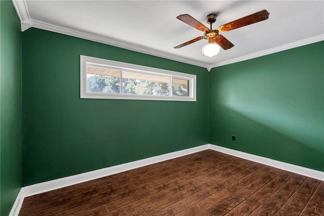2412 Green Acres Rd, Metairie, LA 70003 - empty room with crown molding, dark wood-type flooring, and ceiling fan
