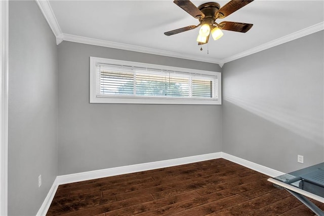 2412 Green Acres Rd, Metairie, LA 70003 - unfurnished room featuring dark wood finished floors, crown molding, and a ceiling fan
